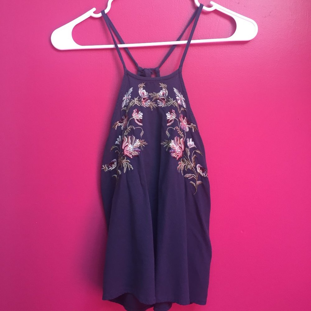 American Eagle Embroidered High Neck Top